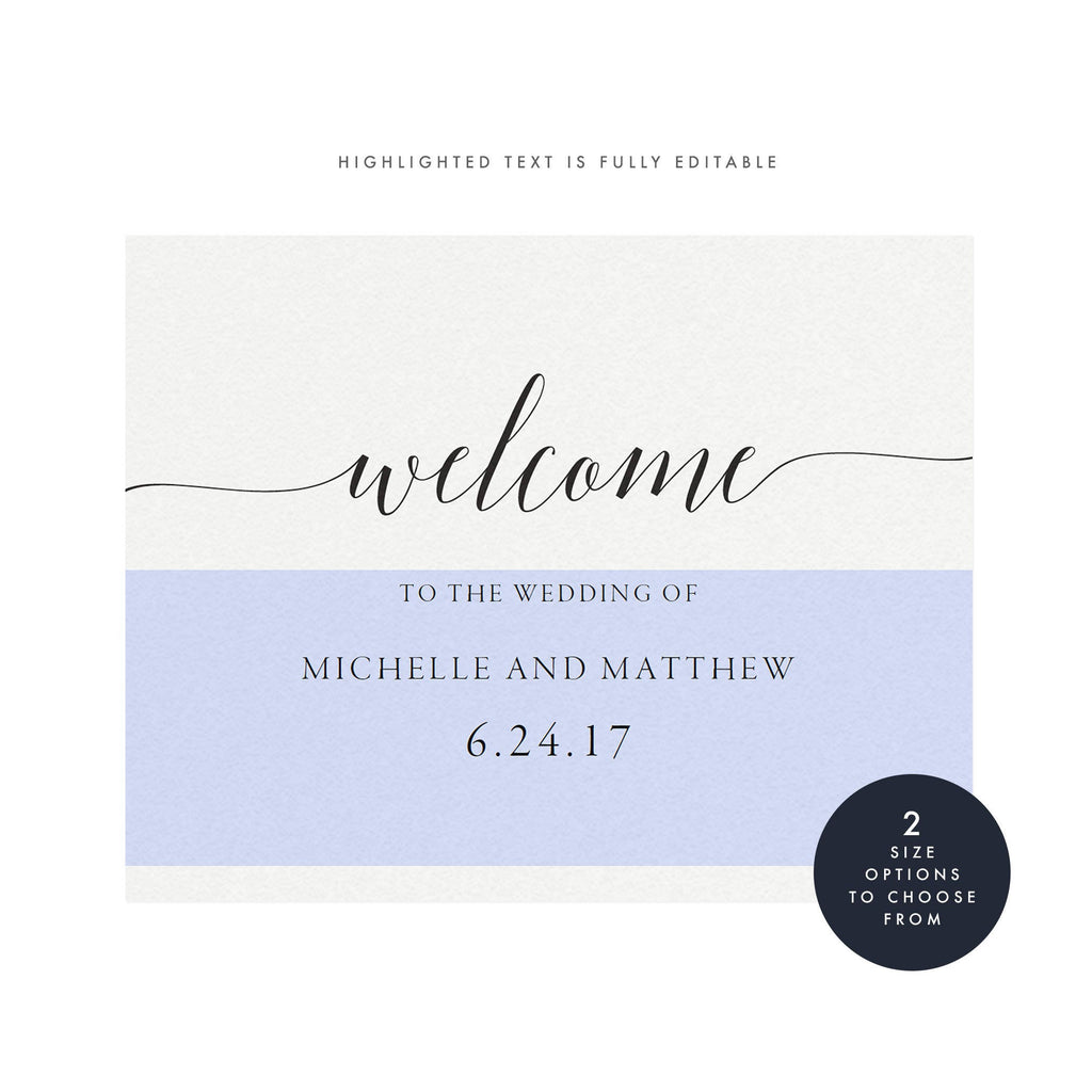 Calligraphy Wedding Welcome Sign Template (PDF Instant Download)