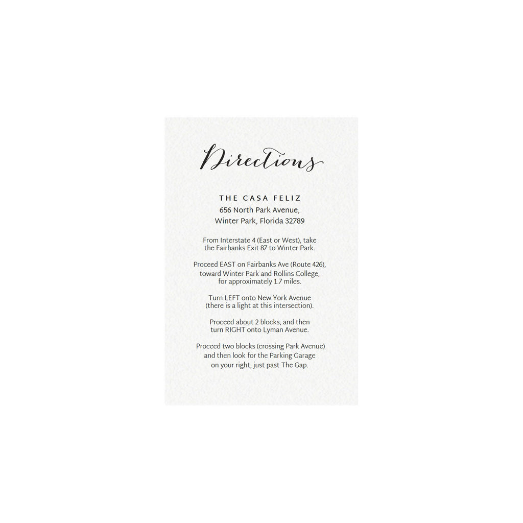 Calligraphy Wedding Directions Card Template: Bomont Printable (PDF)
