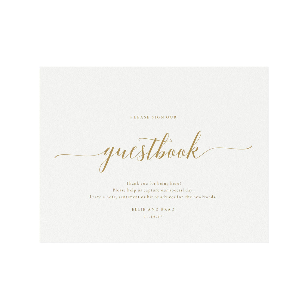 Gold Wedding Guest Book Sign: Adel Printable Template (PDF)