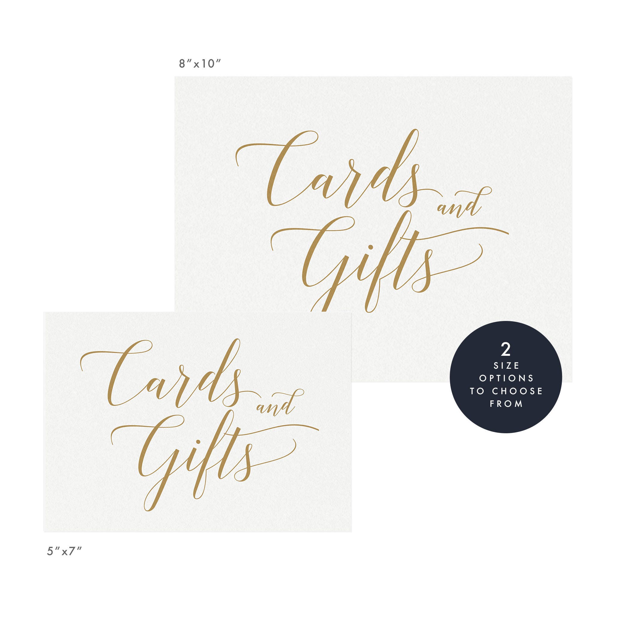 Gold Calligraphy Cards & Gifts Wedding Sign (PDF Download)