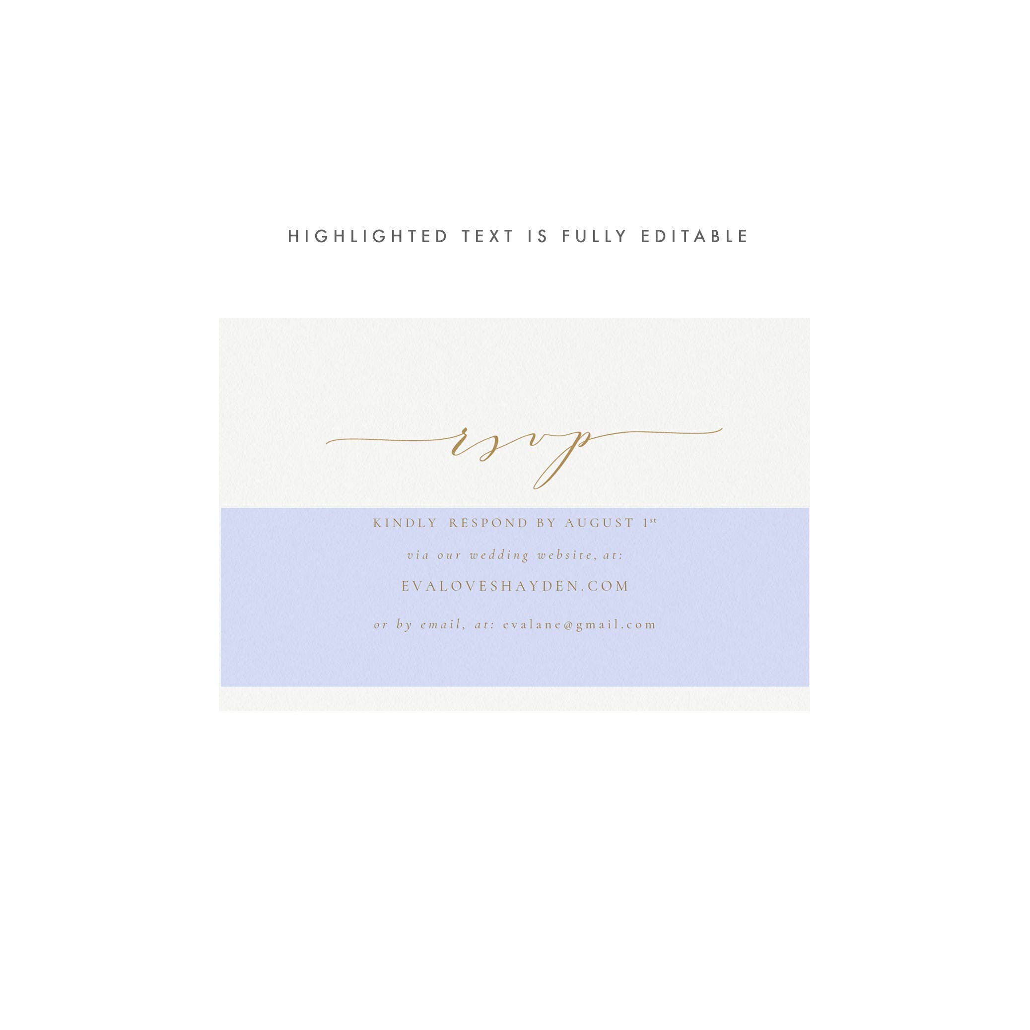 Gold Calligraphy Wedding RSVP Card: Melia Template (PDF Download)