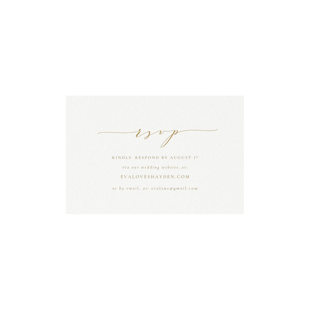 Gold Calligraphy Wedding RSVP Card: Melia Template (PDF Download)