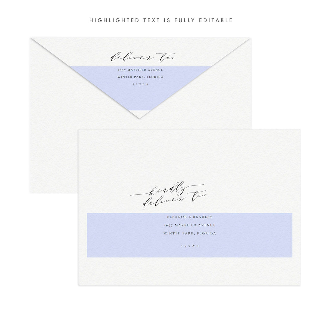 Calligraphy Wedding Invitation Envelope Template A7 (PDF Instant Download)