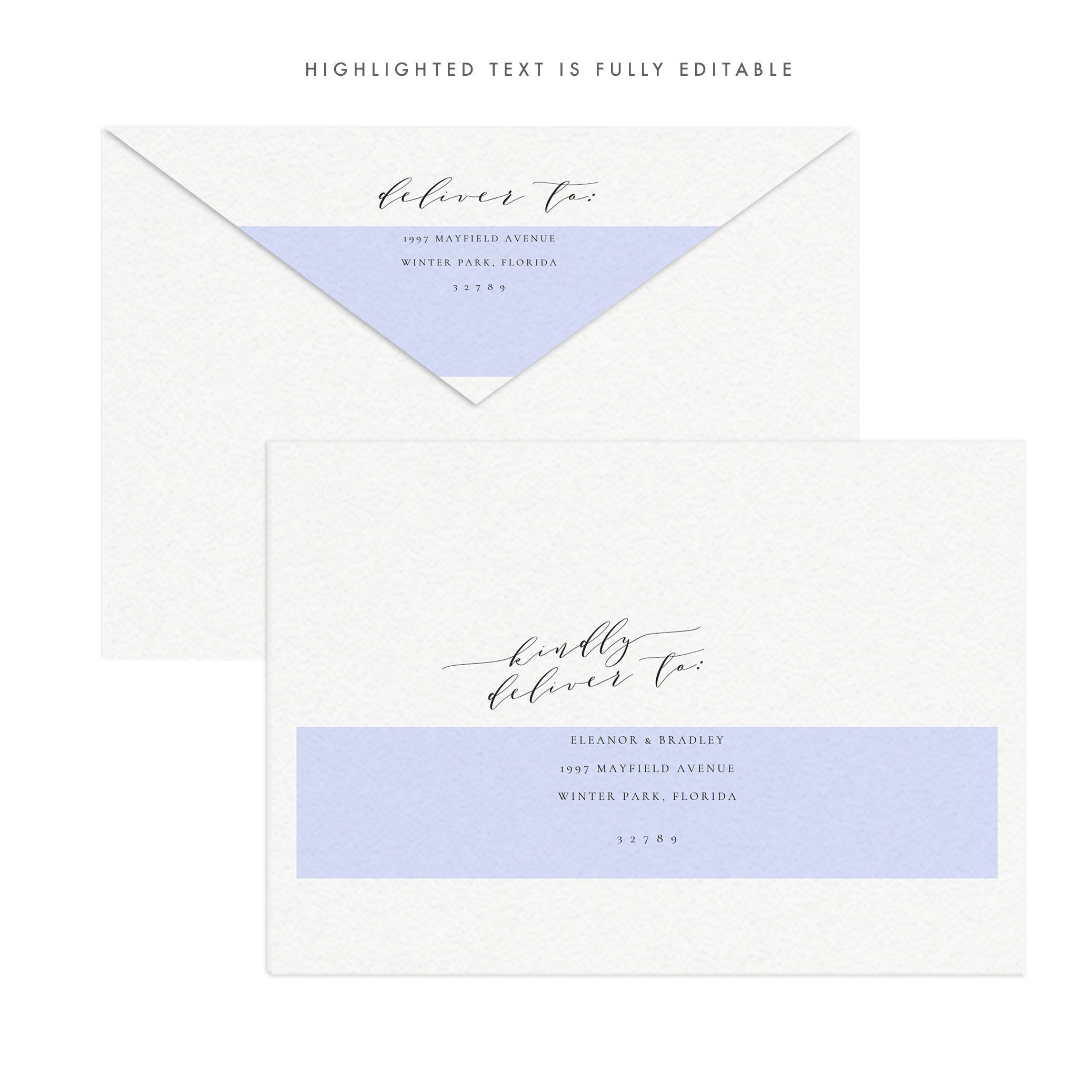 Calligraphy Wedding Invitation Envelope Template A7 (PDF Instant Download)