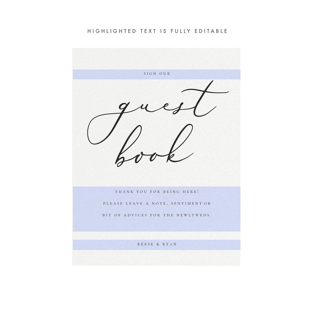 Marlow Guest Book Sign Template: Minimalist Wedding Decor (PDF Instant Download)