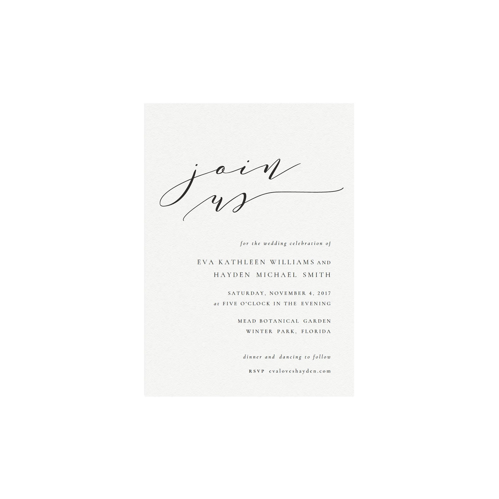 Calligraphy Wedding Invitation: Black, 5x7 Editable Template (PDF)