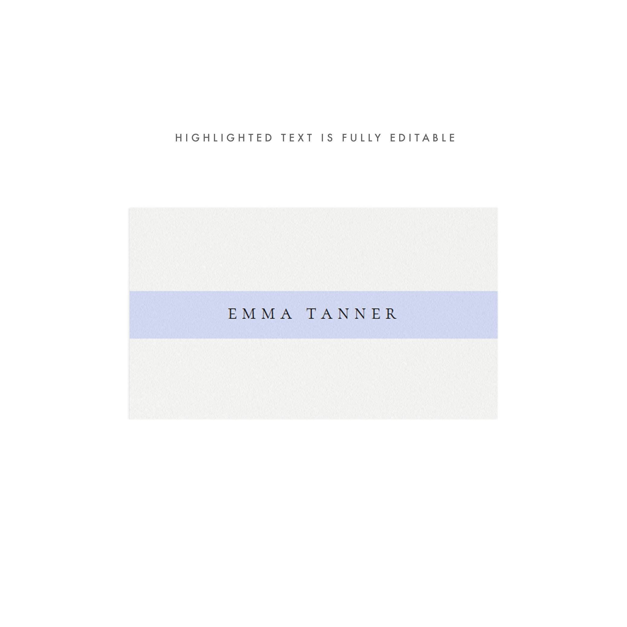 Minimalist Place Card Template, Flat and Folded, 3.5x2 (PDF Instant Download)