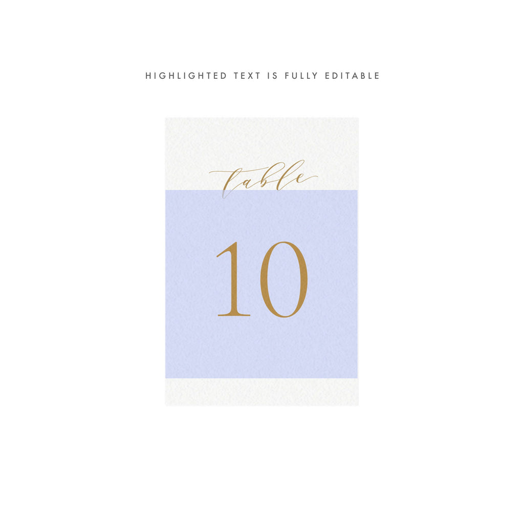 Gold Calligraphy Wedding Table Numbers: Melia Printable (PDF)