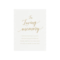 Gold In Loving Memory Wedding Sign: Calligraphy Memorial (PDF Download)