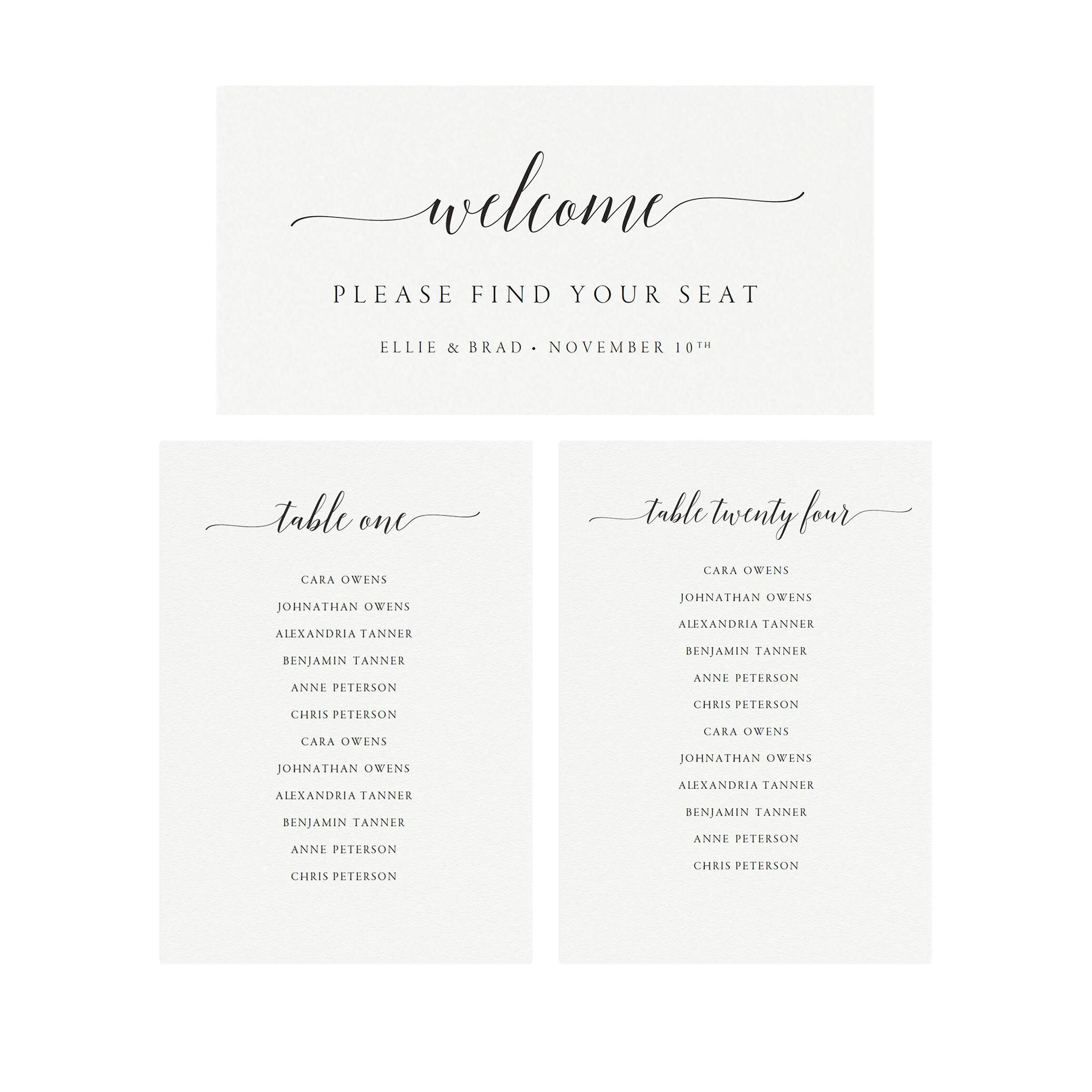 Elegant Wedding Seating Chart Template: Tables 1-30 (Editable PDF)
