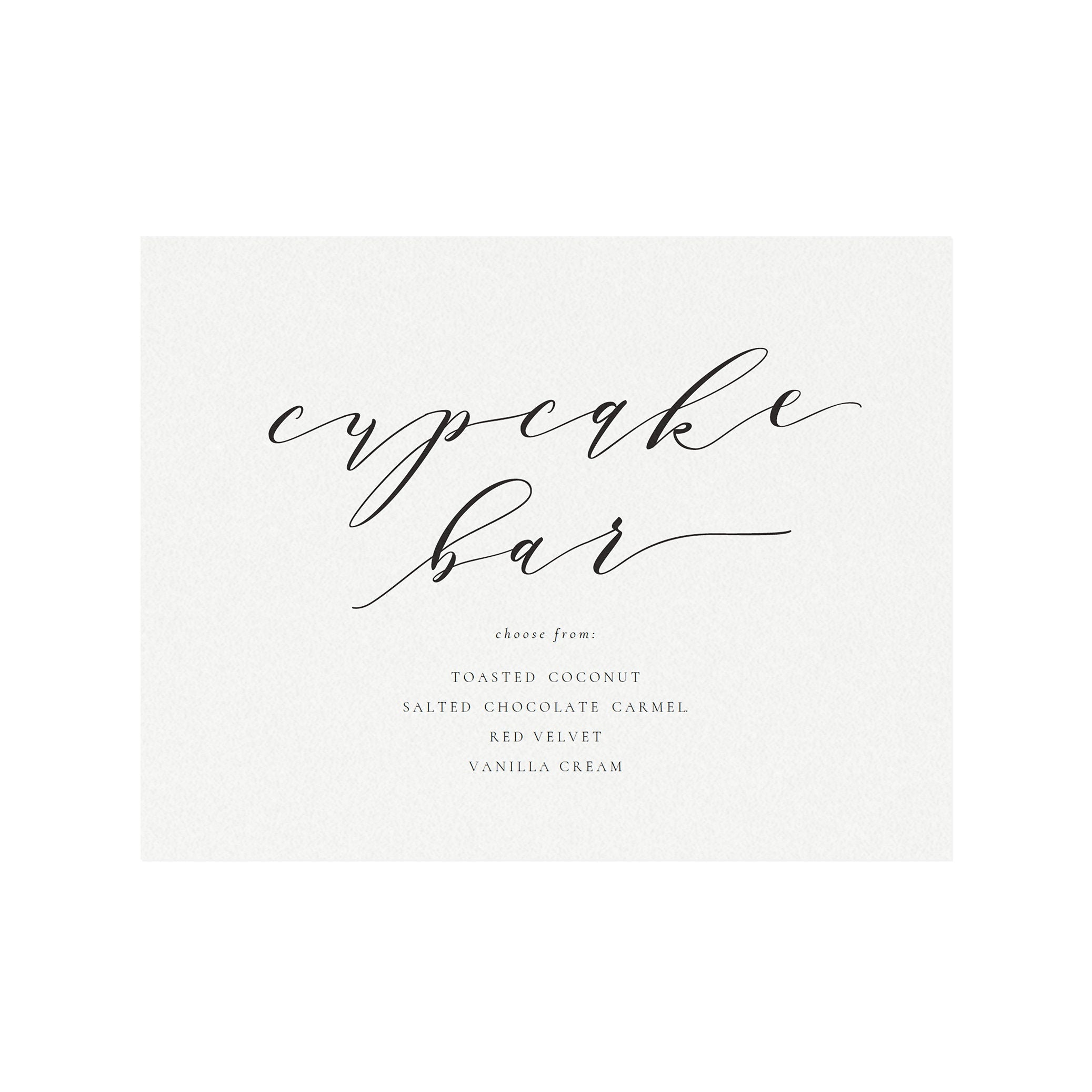 Calligraphy Cupcake Bar Sign: Wedding Dessert Menu (PDF Download)