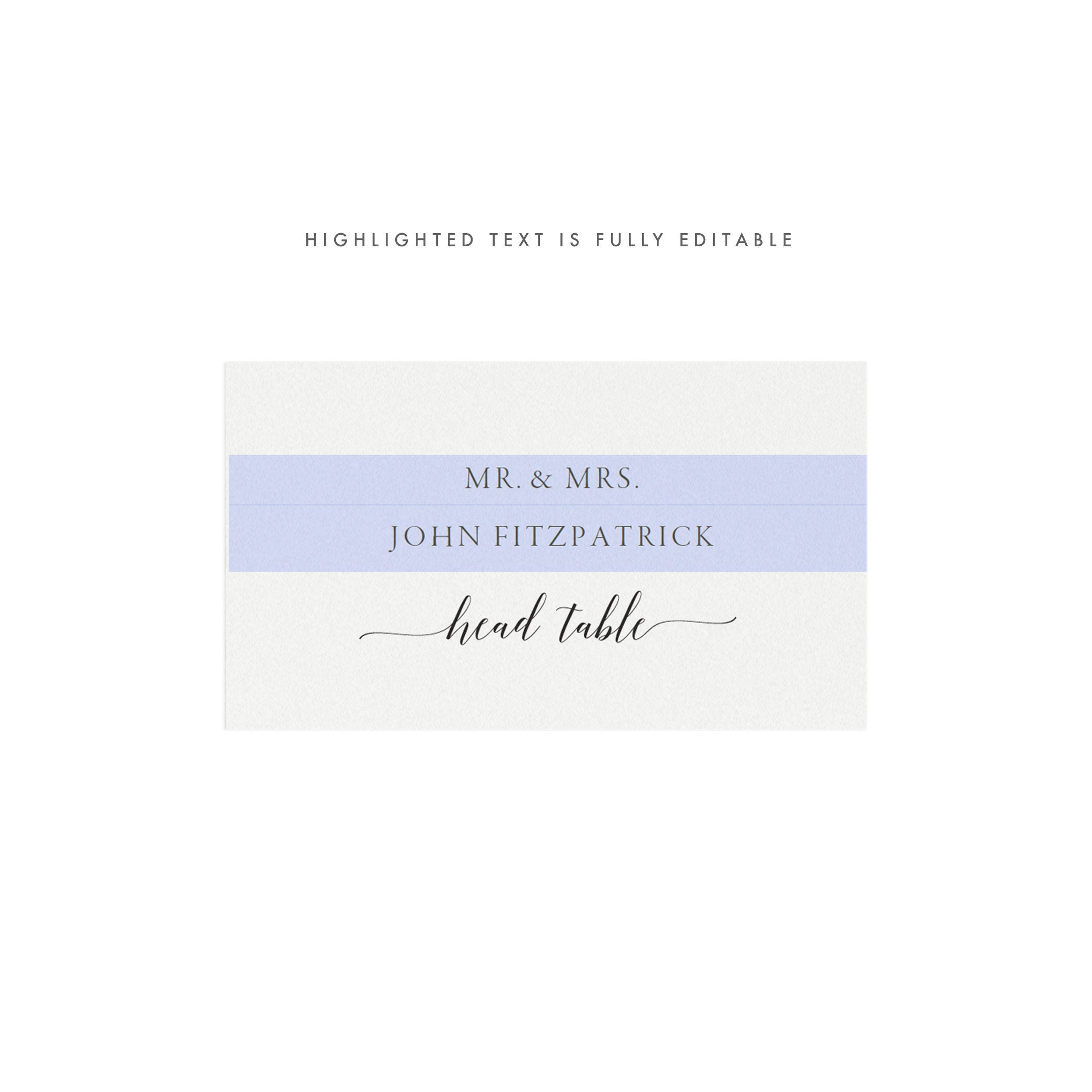Classic Wedding Place Card Template: Editable PDF, Flat or Folded (Instant Download)