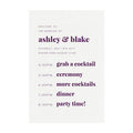 Fairfax Wedding Welcome Sign: Purple Order of Events (PDF Download)
