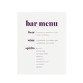 Fairfax Purple Bar Menu Sign: Modern Wedding Printable (PDF Download)