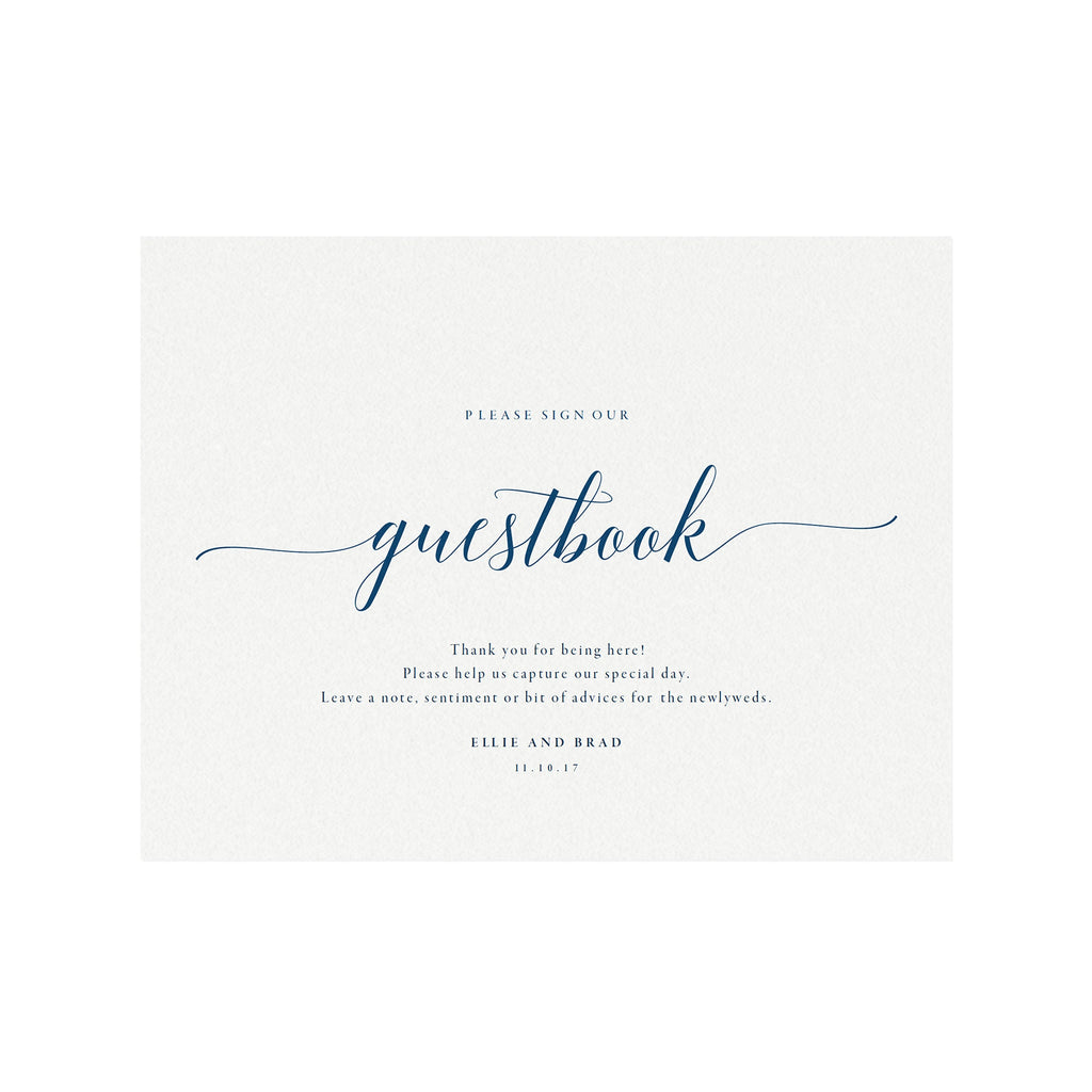 Navy Blue Wedding Guest Book Sign: Printable Template (PDF)