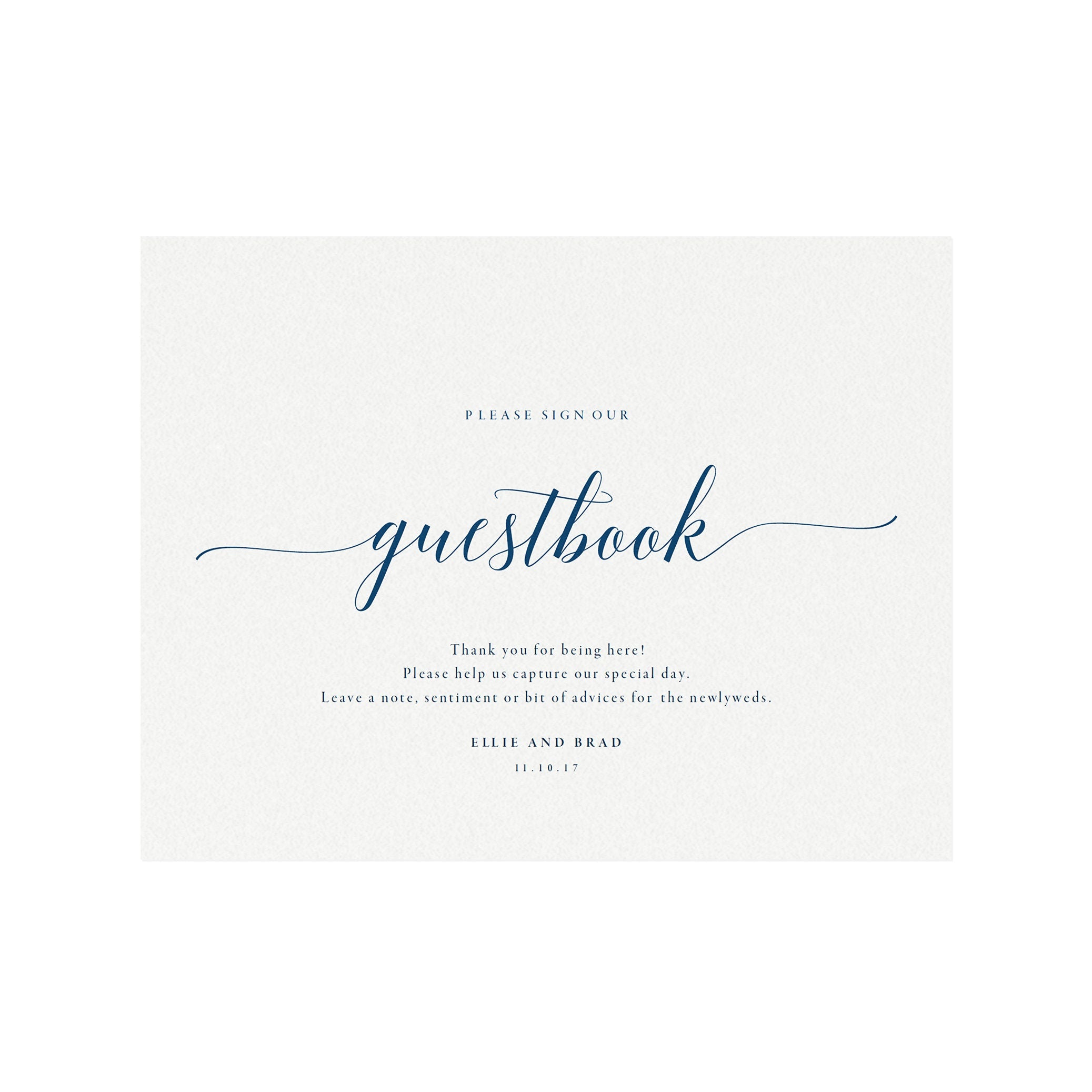 Navy Blue Wedding Guest Book Sign: Printable Template (PDF)