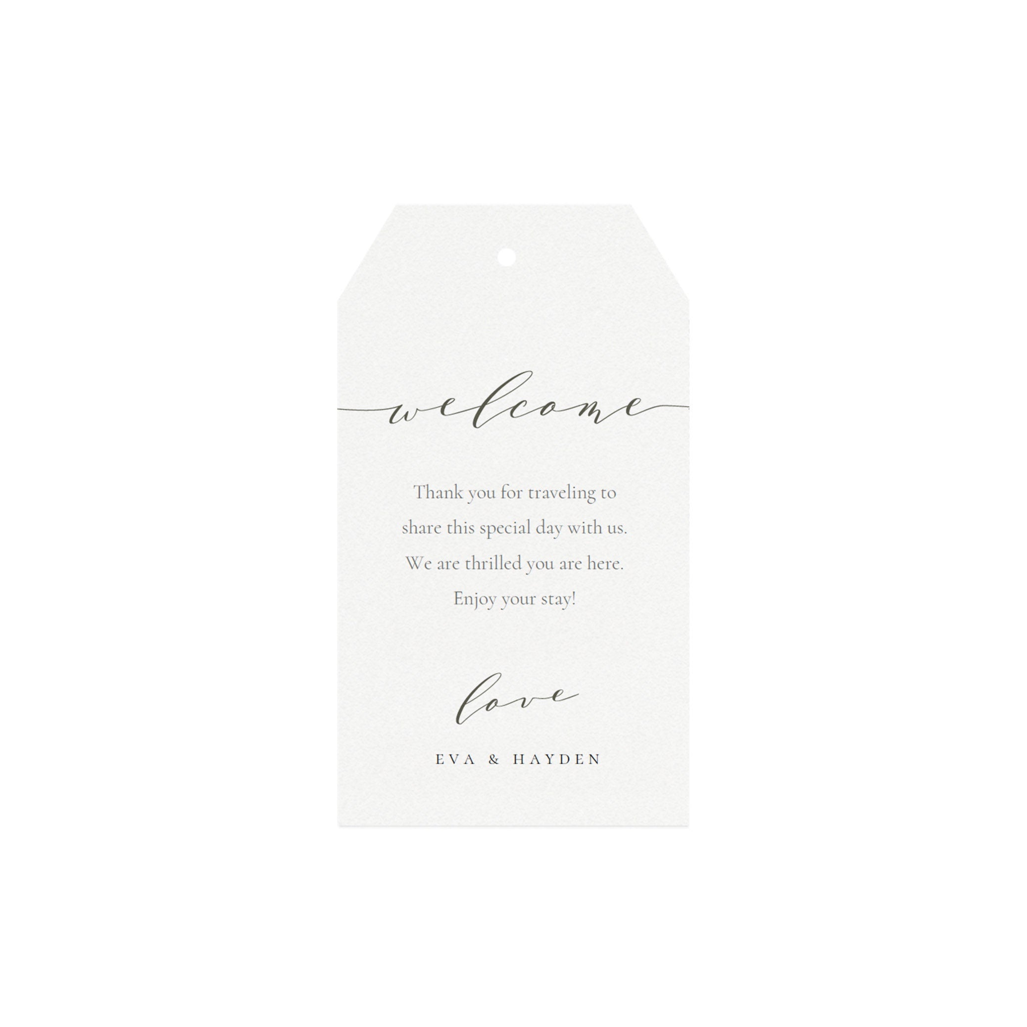 Slate Gray Wedding Welcome Tag Template: Calligraphy Gift Bag (PDF Instant Download)