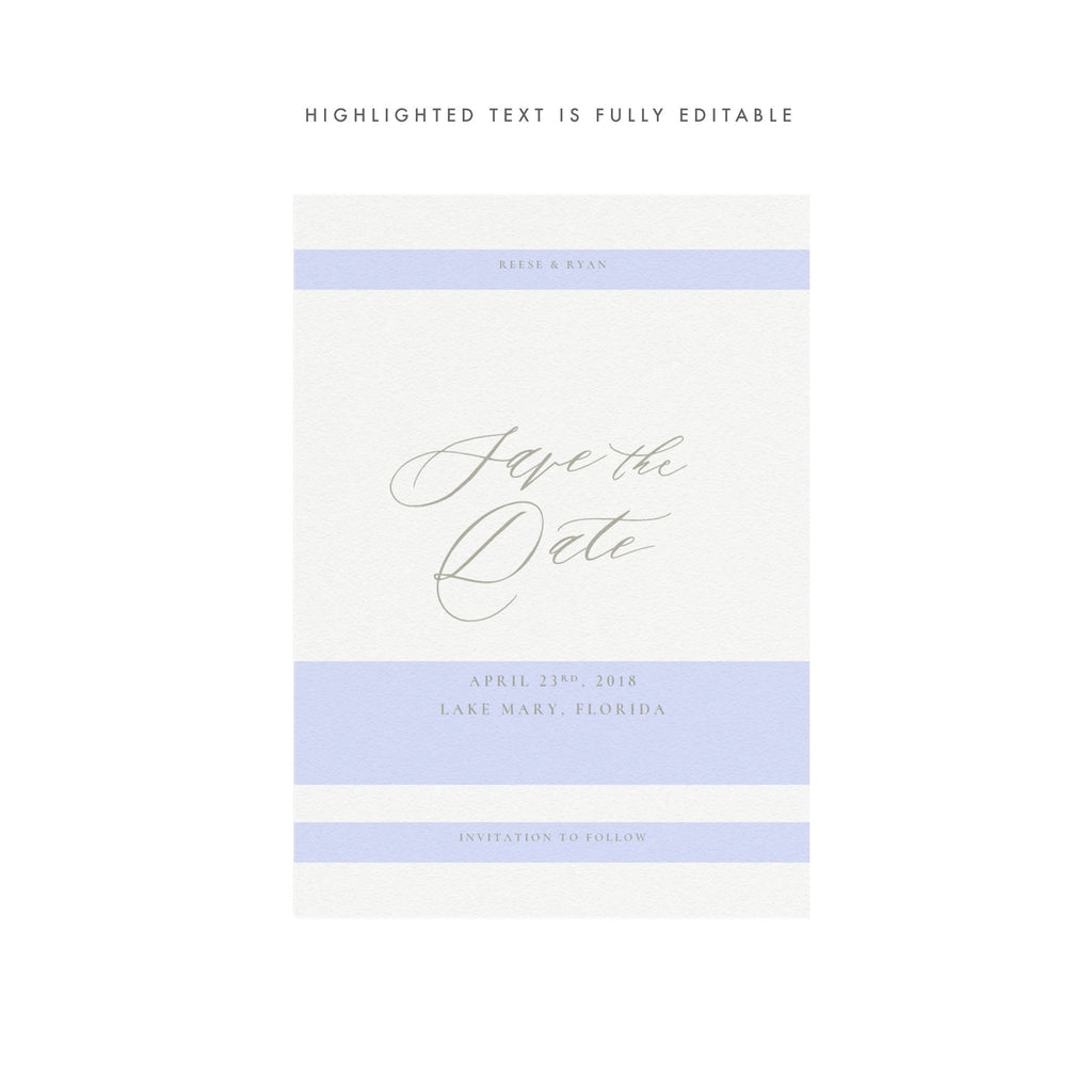 Minimalist Calligraphy Save the Date Template: Gravel Gray (PDF Instant Download)