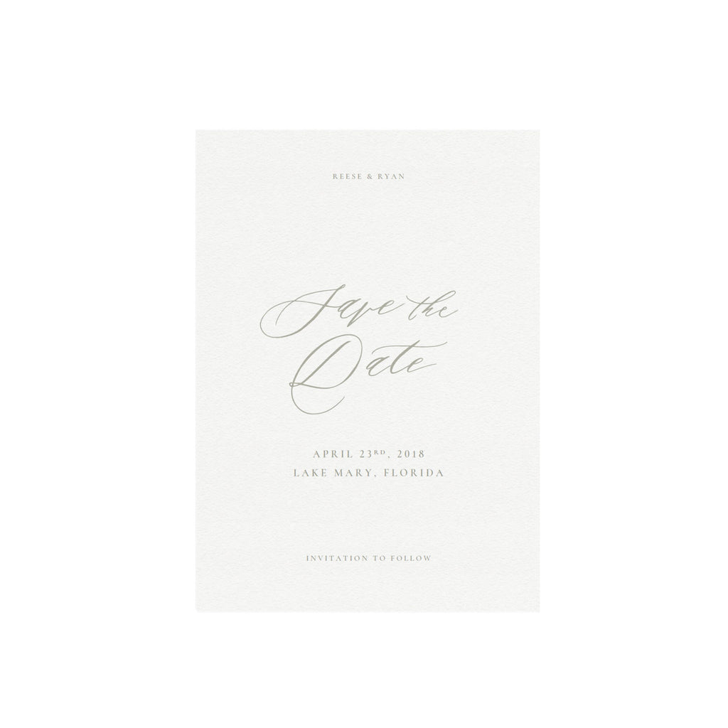 Minimalist Calligraphy Save the Date Template: Gravel Gray (PDF Instant Download)