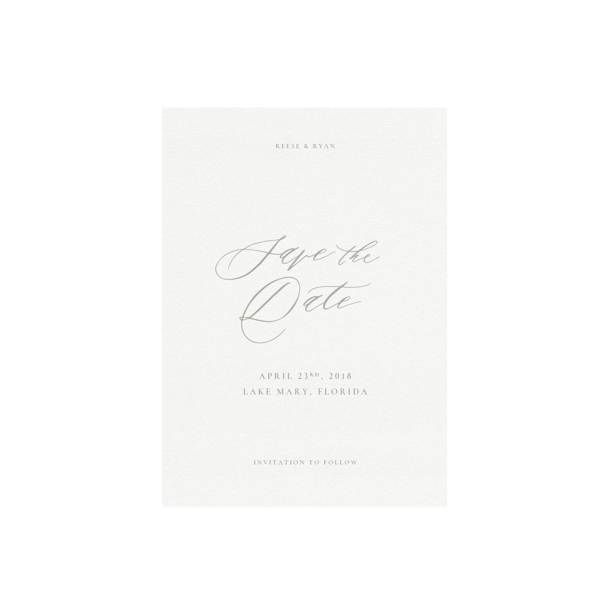 Minimalist Calligraphy Save the Date Template: Gravel Gray (PDF Instant Download)