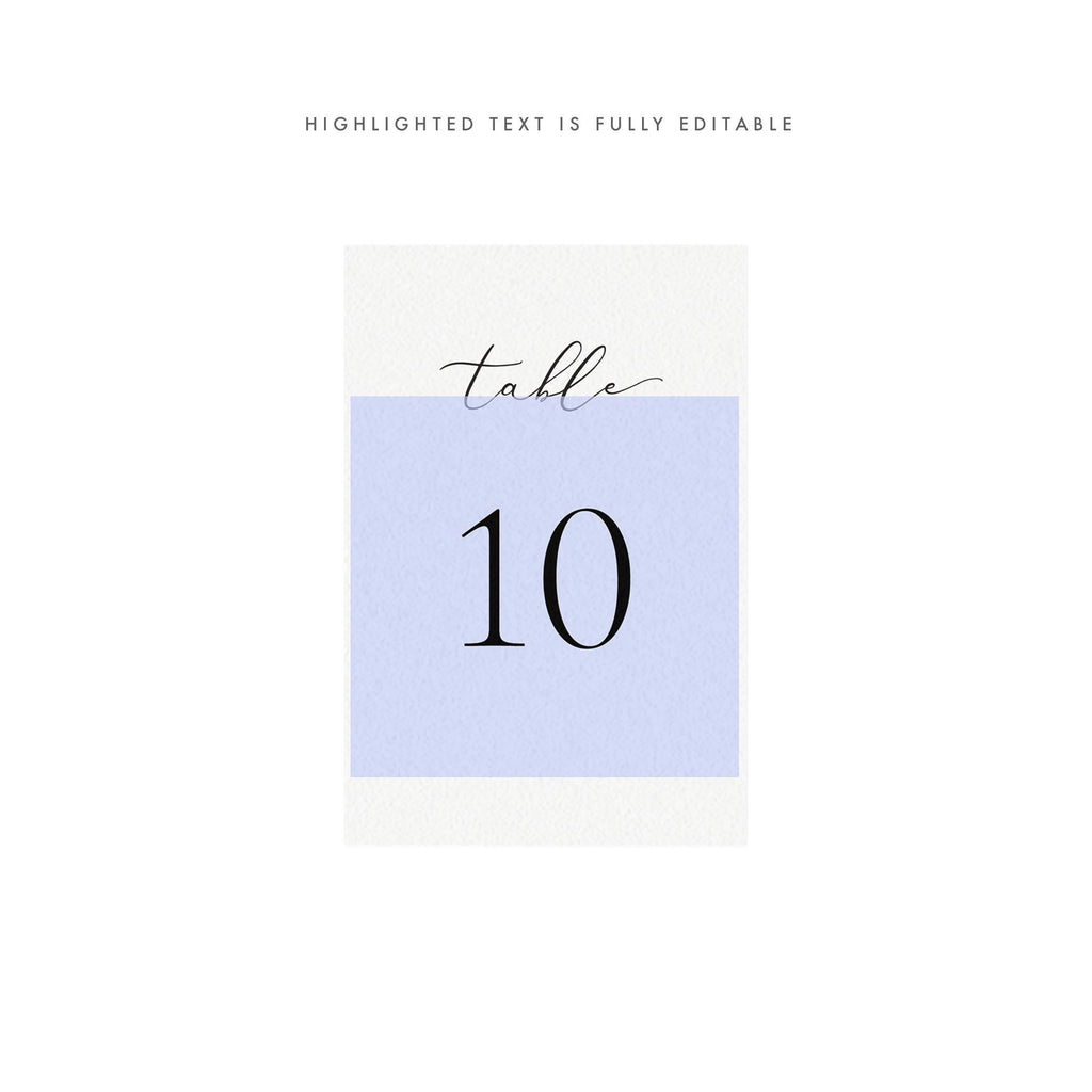 Calligraphy Wedding Table Numbers: Reese Printable Template (PDF)