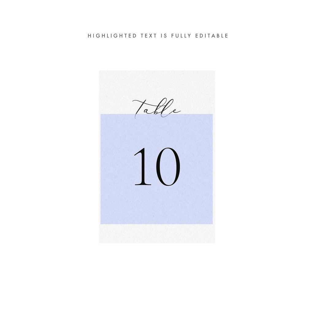 Calligraphy Wedding Table Numbers: 4x6 Printable Template (PDF Instant Download)