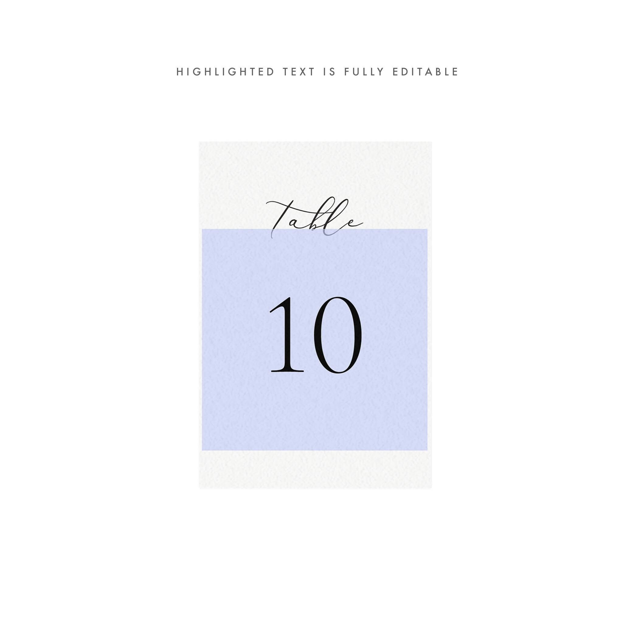 Calligraphy Wedding Table Numbers: 4x6 Printable Template (PDF Instant Download)