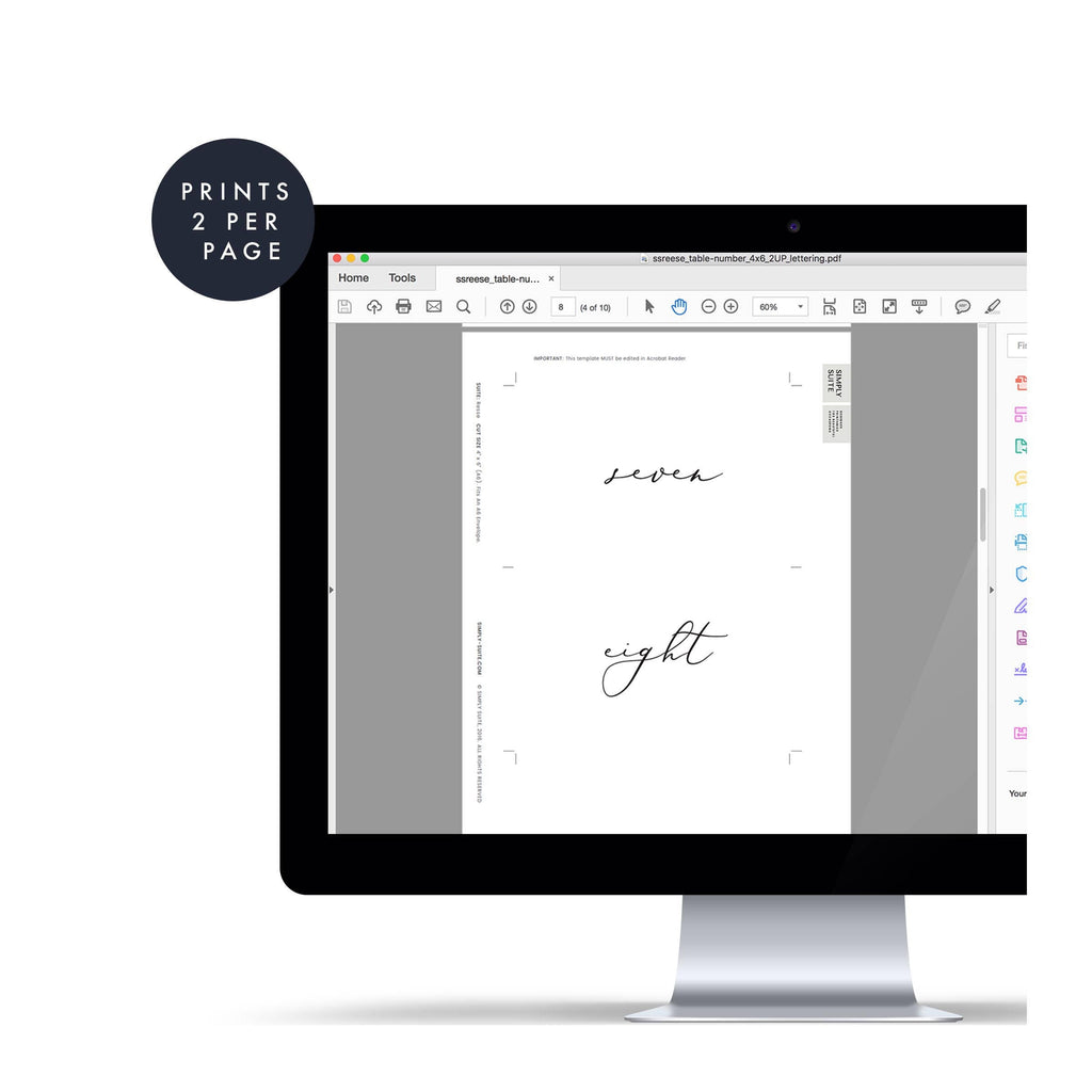 Calligraphy Table Numbers 1-40: Fine Art Wedding Decor (PDF Instant Download)