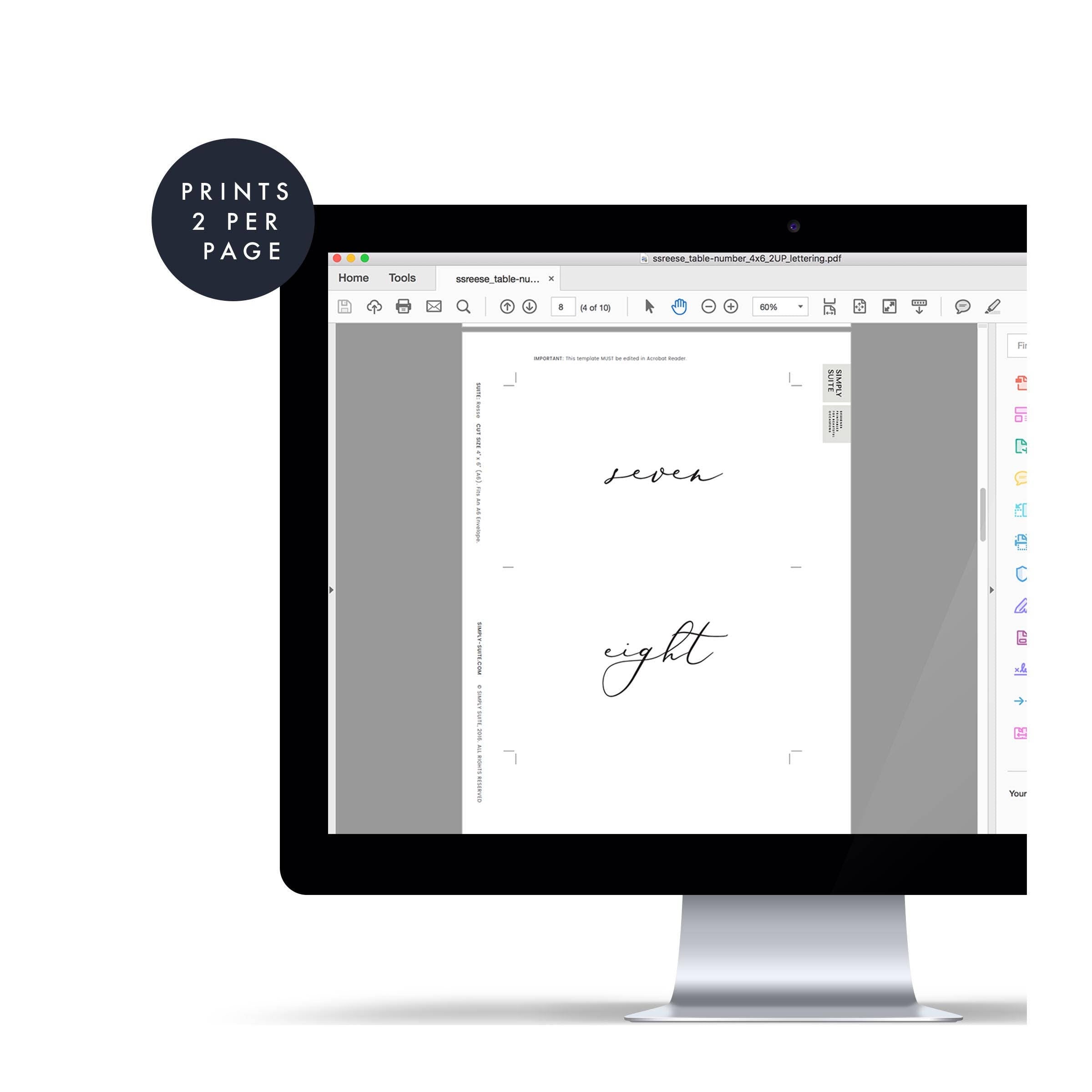 Calligraphy Table Numbers 1-40: Fine Art Wedding Decor (PDF Instant Download)