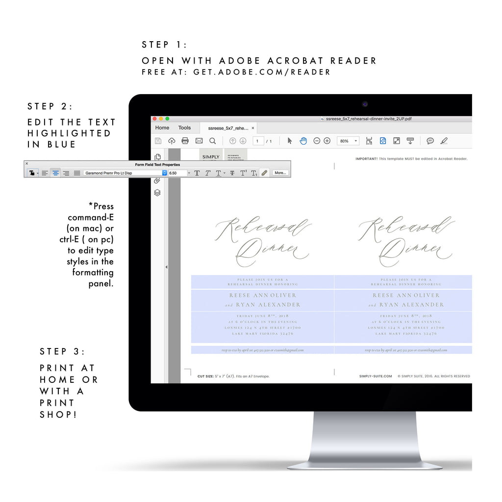 Sage Gray Calligraphy Rehearsal Dinner Invitation Template (PDF)