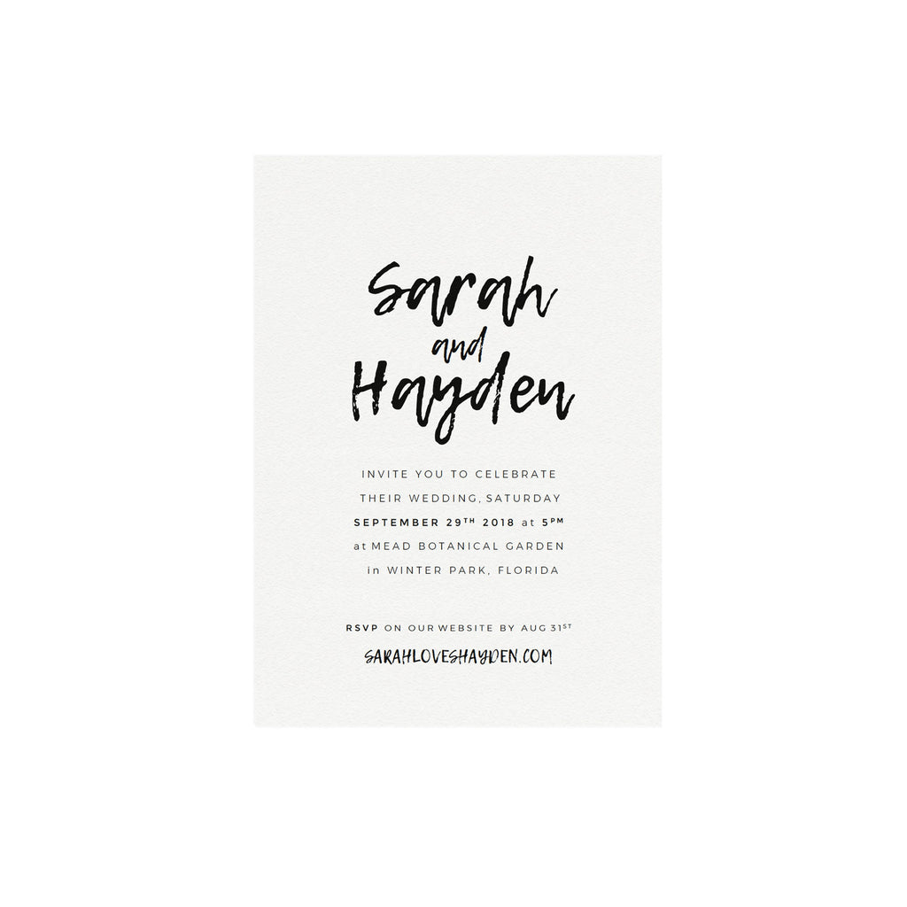 Modern Brush Script Wedding Invitation Template: 5x7 Printable (PDF)