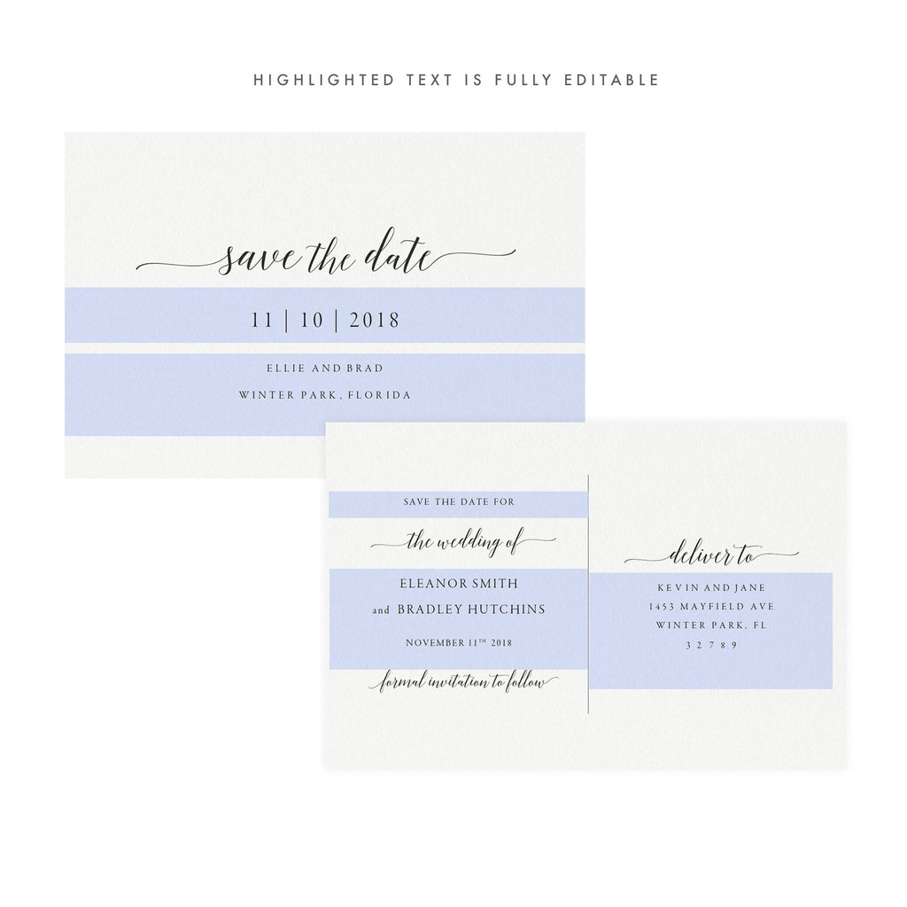 Calligraphy Save the Date Postcard Template: 4x6 Printable (PDF)