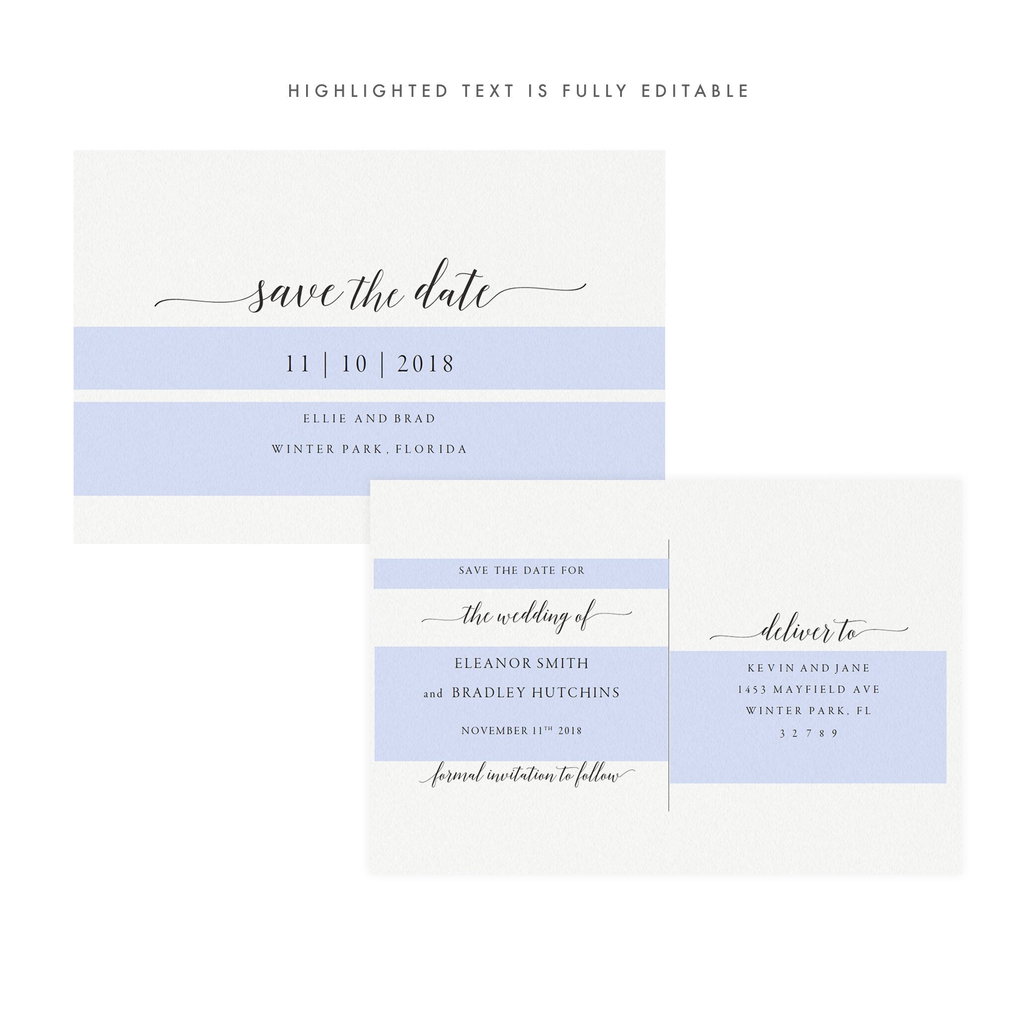 Calligraphy Save the Date Postcard Template: 4x6 Printable (PDF)
