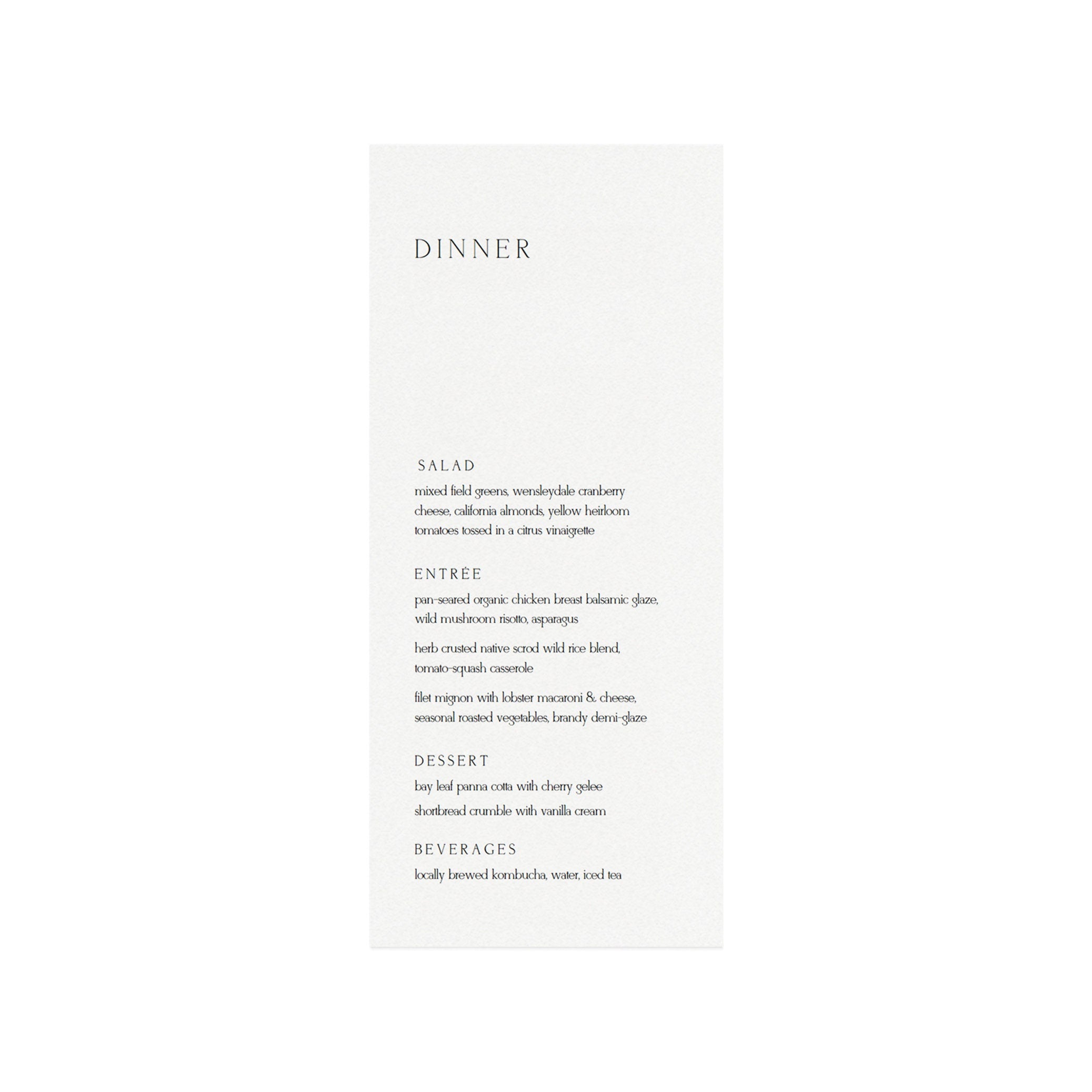 Minimalist Dinner Menu Template: Editable PDF, Modern Wedding (4x9)