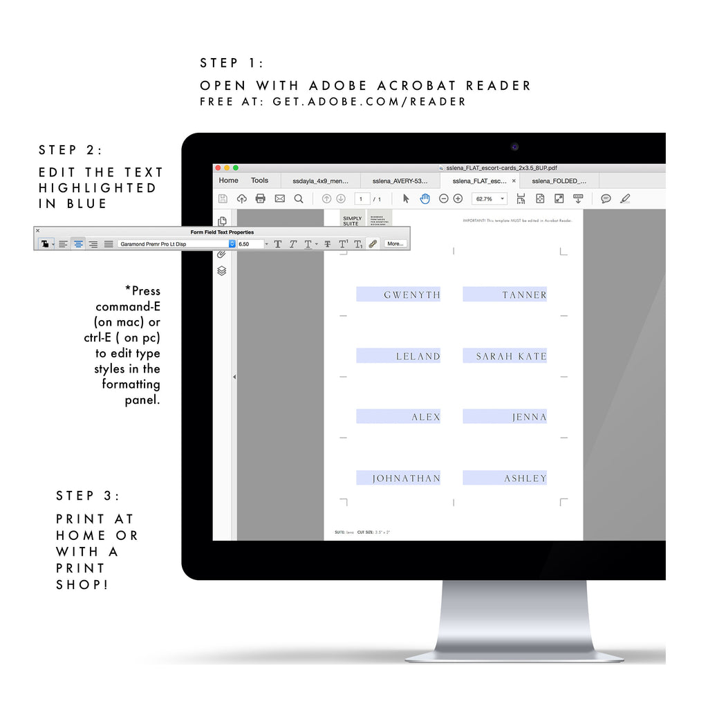 Minimalist Wedding Place Card Template: Dayla Suite, Editable PDF (3.5x2)