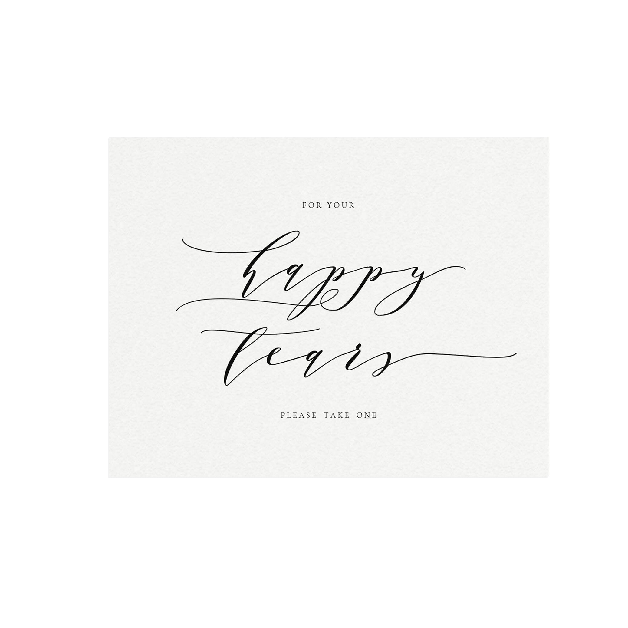 Happy Tears Wedding Sign: Melia Printable, Elegant Script (PDF Download)