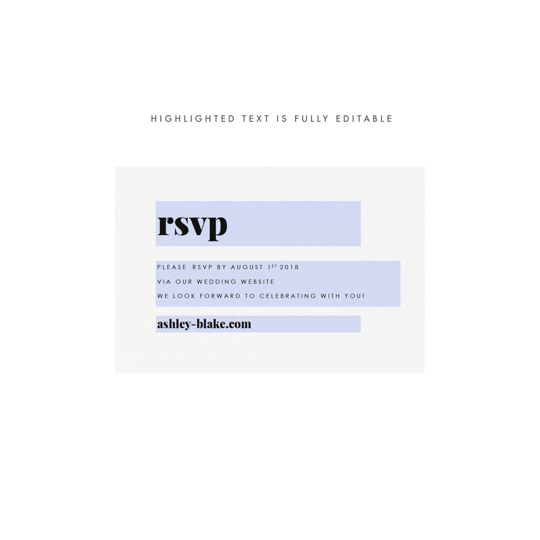 Minimalist Wedding RSVP Card: Black and Bold (PDF Instant Download)