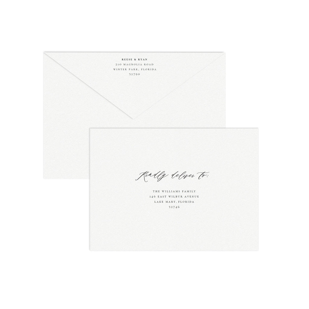 Reese A7 Envelope Template: Printable Calligraphy (PDF Instant Download)