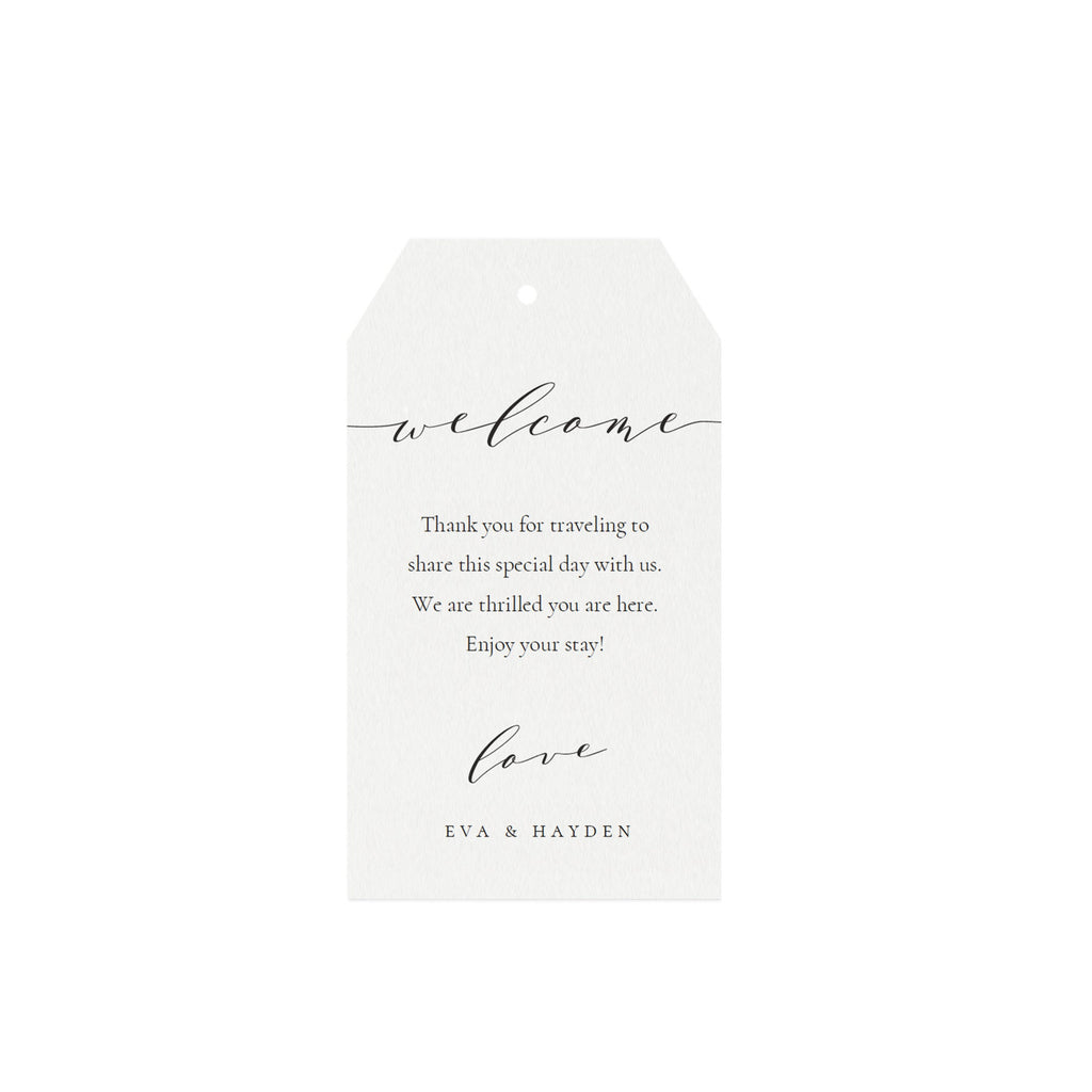 Calligraphy Wedding Welcome Tag Template: Melia, Gift Bag (PDF Instant Download)