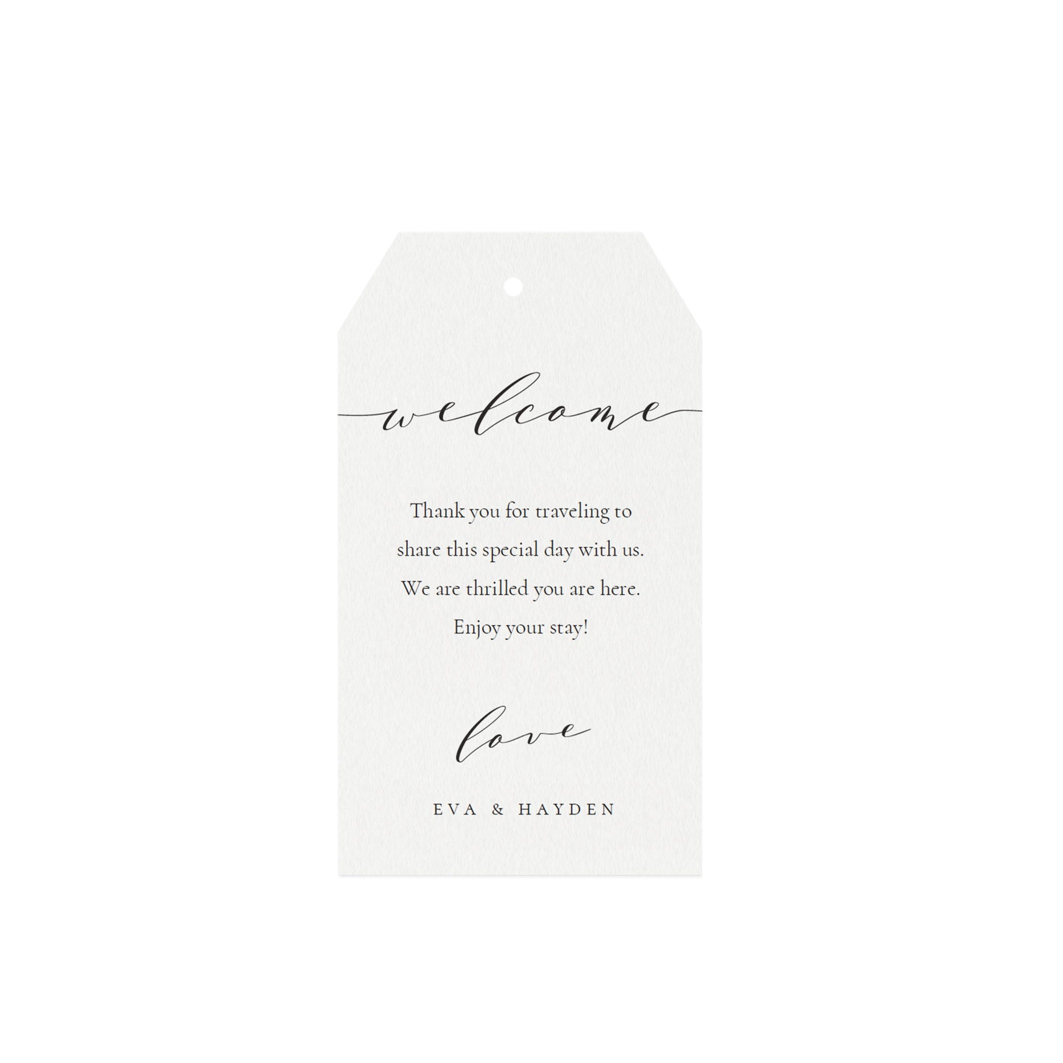 Calligraphy Wedding Welcome Tag Template: Melia, Gift Bag (PDF Instant Download)