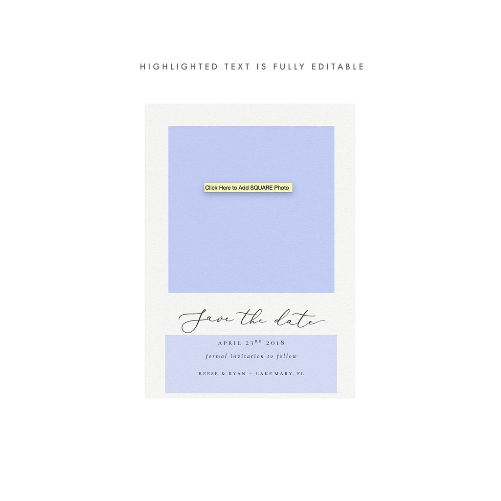 Minimalist Calligraphy Photo Save the Date Template (PDF Download)