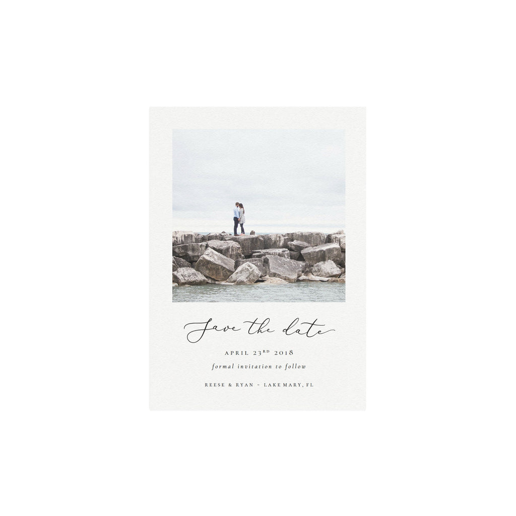 Minimalist Calligraphy Photo Save the Date Template (PDF Download)