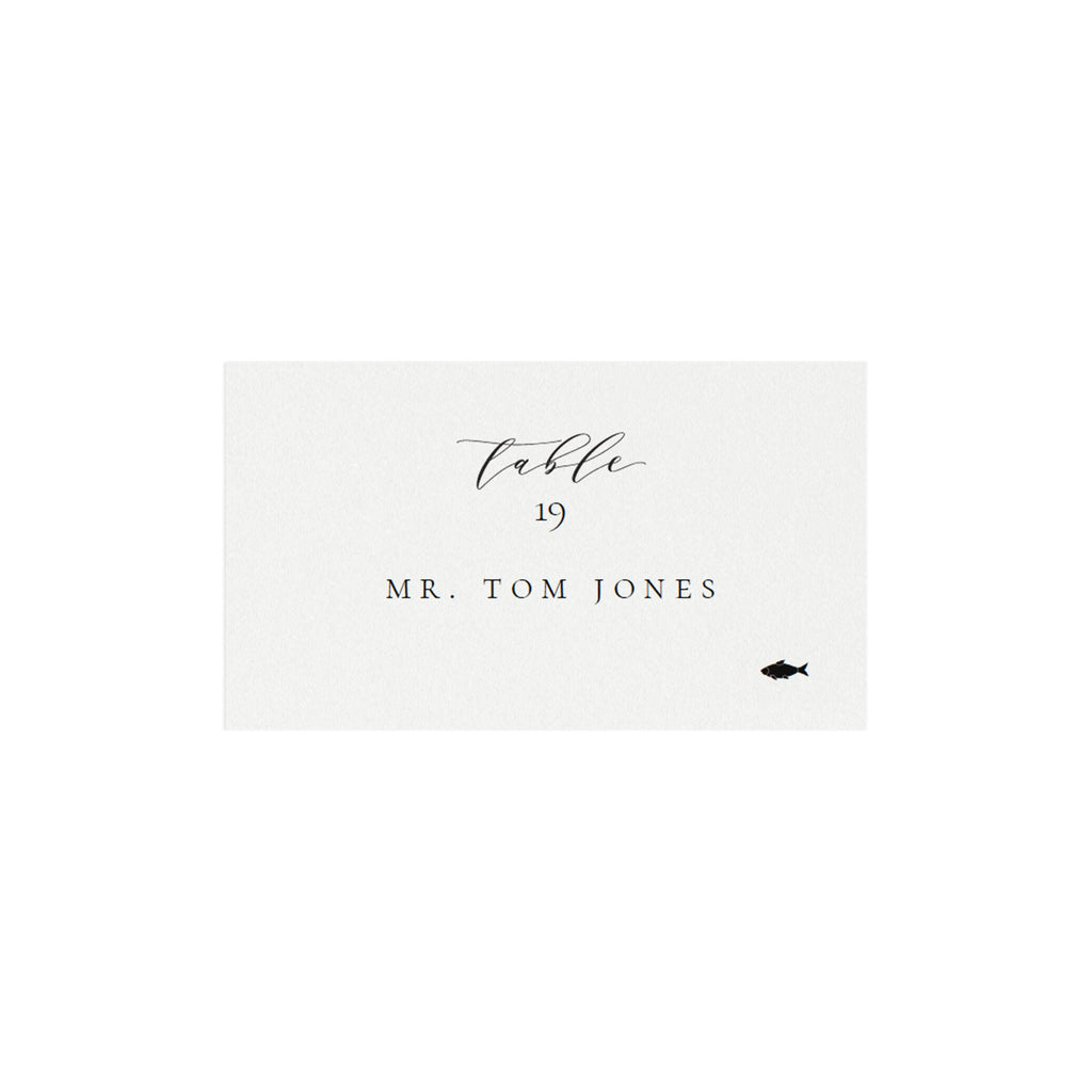 Melia: 3.5x2 Escort Card Template with Meal Icons, Calligraphy Place Card with Meal Entree Icon, Printable Editable PDF Instant Download
