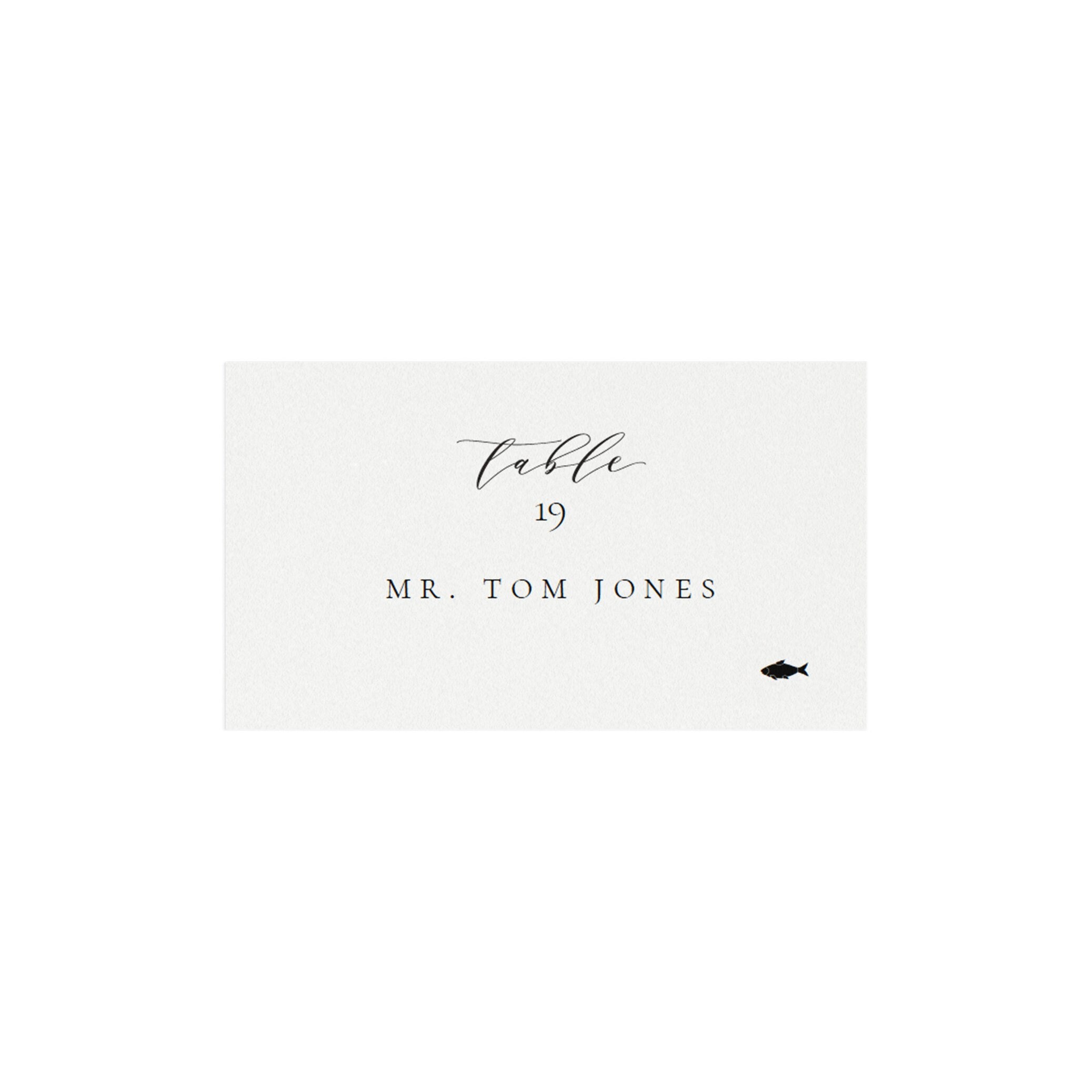 Melia: 3.5x2 Escort Card Template with Meal Icons, Calligraphy Place Card with Meal Entree Icon, Printable Editable PDF Instant Download