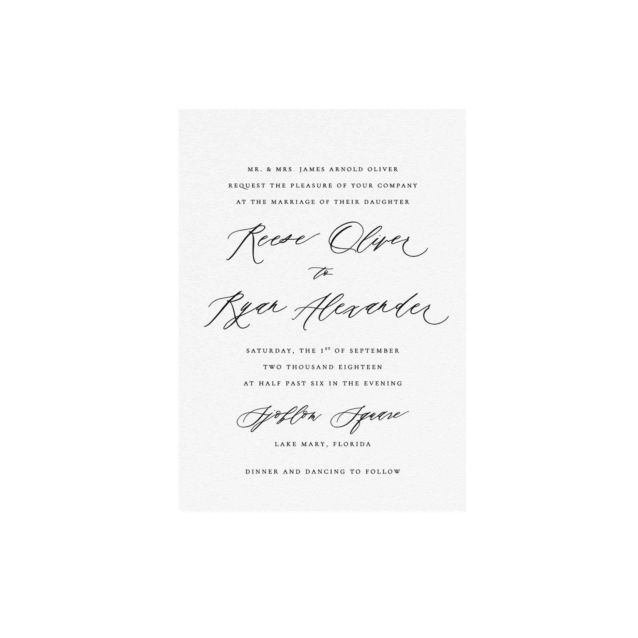 Calligraphy Wedding Invitation Template: Editable Printable Suite (PDF)