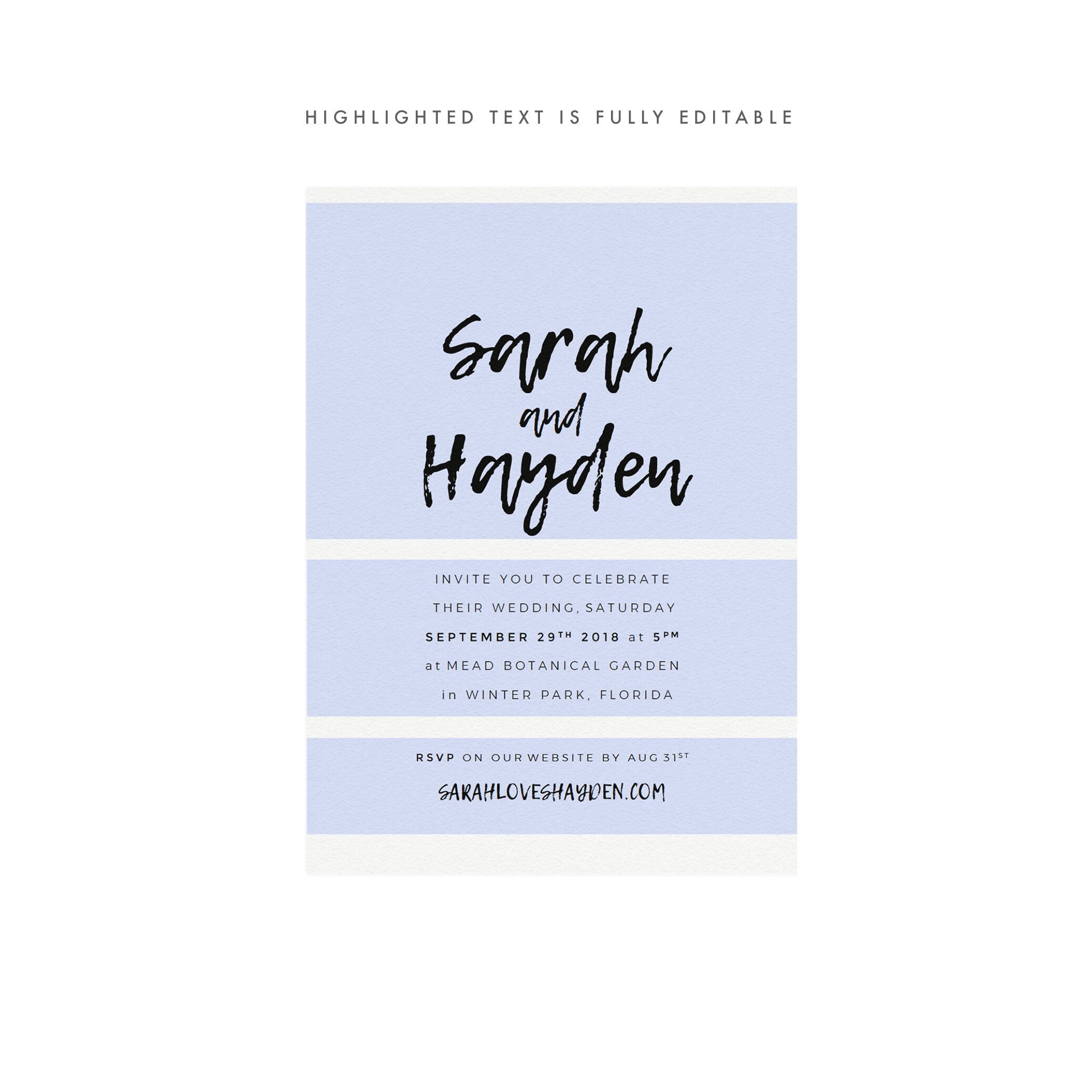 Modern Brush Script Wedding Invitation Template: 5x7 Printable (PDF)