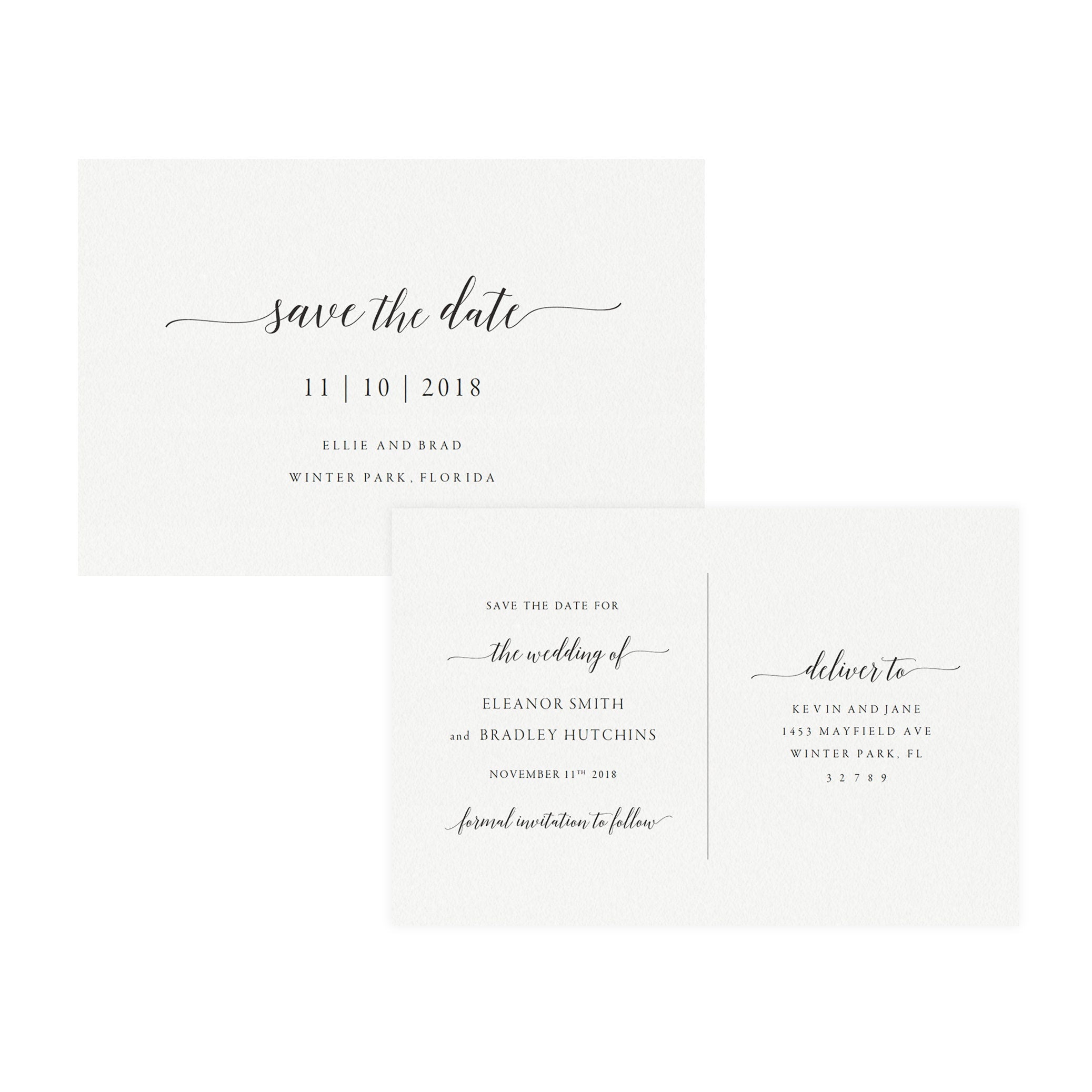 Calligraphy Save the Date Postcard Template: 4x6 Printable (PDF)