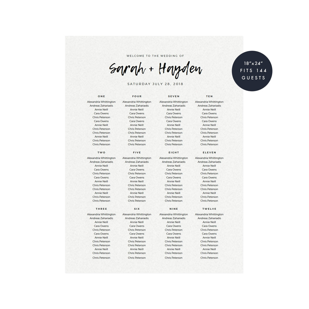 Calligraphy Wedding Seating Chart Sign Printable (PDF Instant Download)