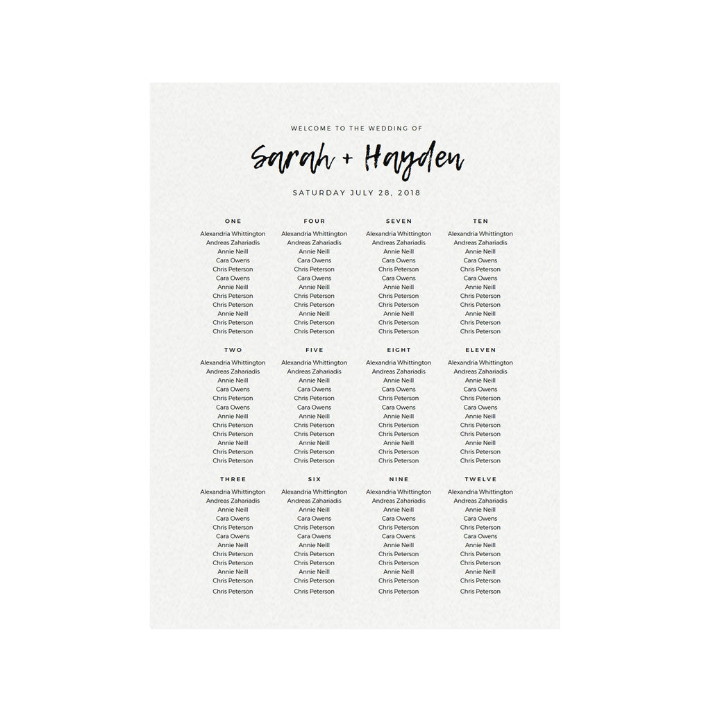 Calligraphy Wedding Seating Chart Sign Printable (PDF Instant Download)
