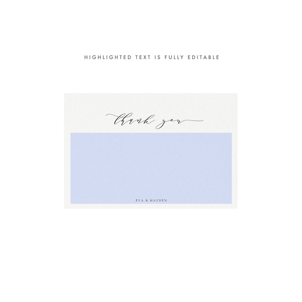 Calligraphy Thank You Card Template: Black, A6 (PDF Instant Download)